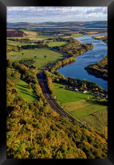 A view North from Kinnoull Hill, Perth, Scotland during Autumn Framed Print by Navin Mistry
