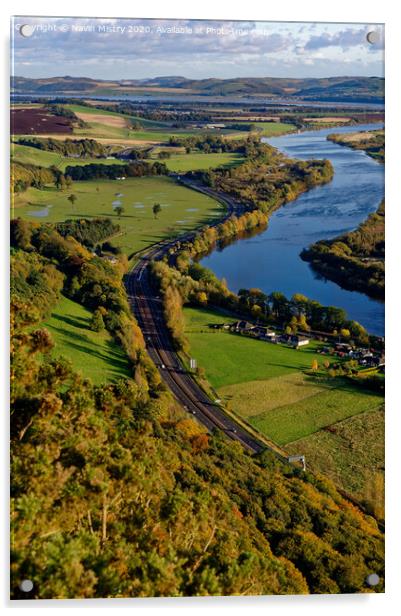 A view North from Kinnoull Hill, Perth, Scotland during Autumn Acrylic by Navin Mistry