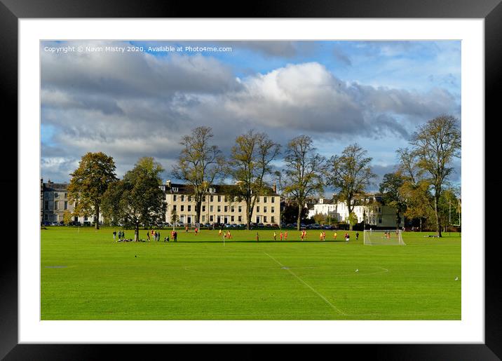 A football match on the North Inch, Perth, Scotland Framed Mounted Print by Navin Mistry