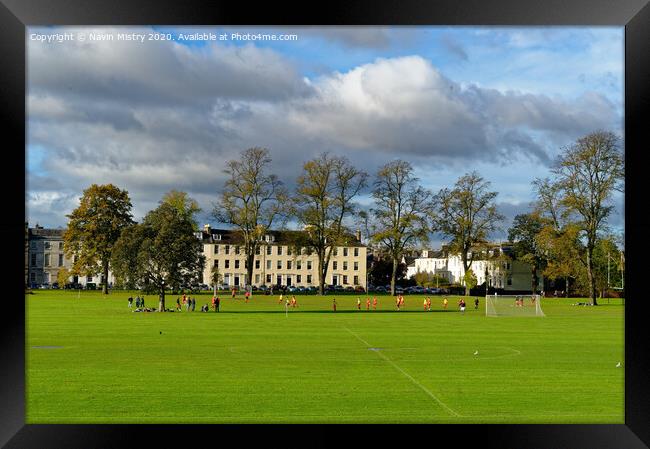 A football match on the North Inch, Perth, Scotland Framed Print by Navin Mistry