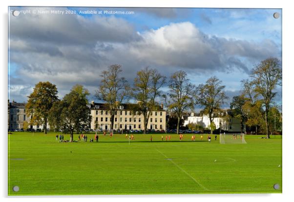 A football match on the North Inch, Perth, Scotland Acrylic by Navin Mistry