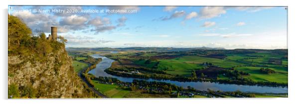 A panoramic image of Kinnoull Hill, looking North.  Acrylic by Navin Mistry