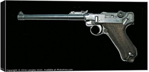 WW1 Luger 9mm Artillery Pistol Canvas Print by Chris Langley