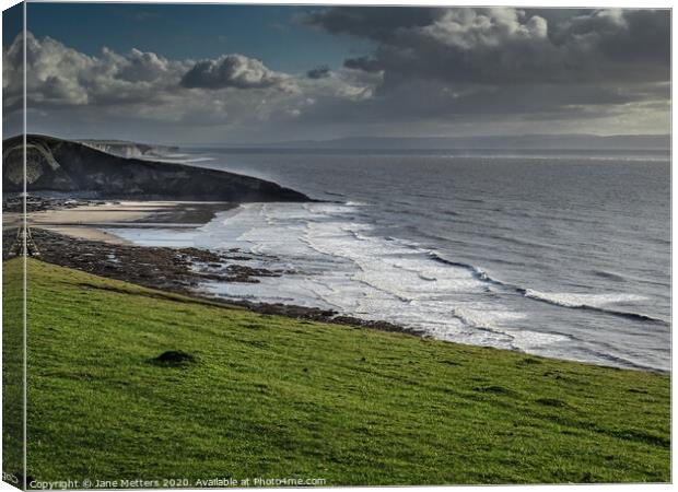 Dunraven Bay  Canvas Print by Jane Metters