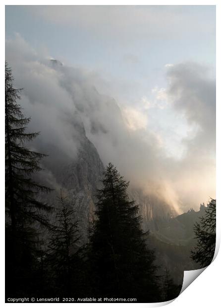 Dramatic sky over the mountains in the European Alps Print by Lensw0rld 