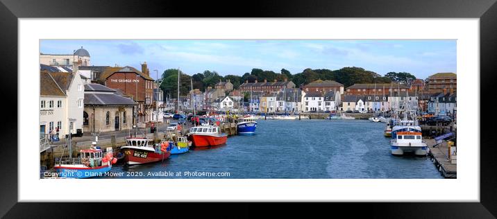 Weymouth Harbour Panoramic Framed Mounted Print by Diana Mower