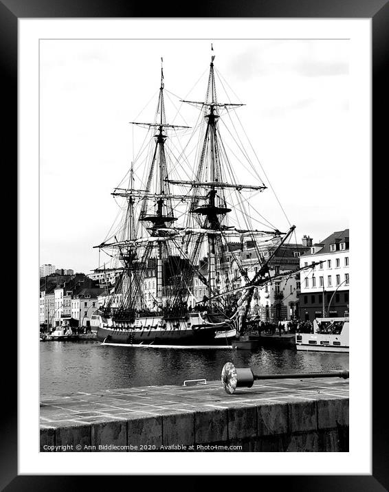 French frigate the Le Hermione Framed Mounted Print by Ann Biddlecombe