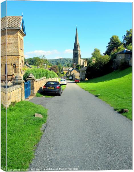 The countryside village of Edensor in Derbyshire.  Canvas Print by john hill