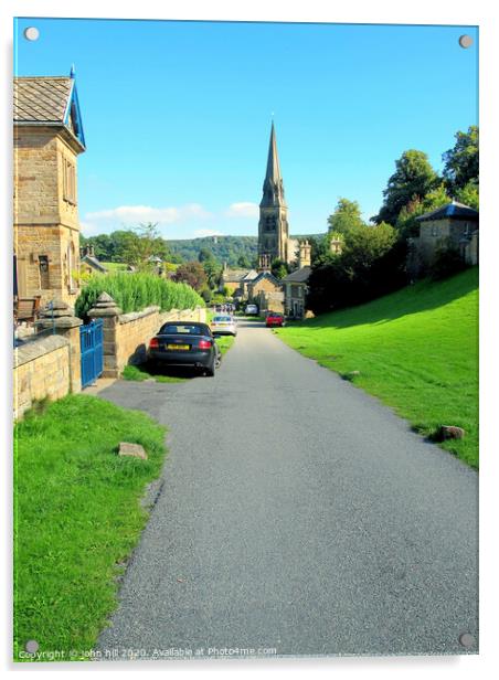 The countryside village of Edensor in Derbyshire.  Acrylic by john hill