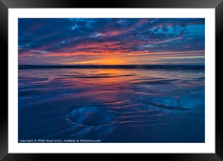 Sand Patterns and Sunset Reflections, Maryport Framed Mounted Print by Philip Royal