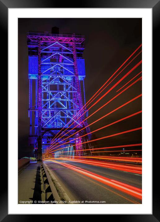 Newport Bridge Light Streaks Framed Mounted Print by Stephen Bailey