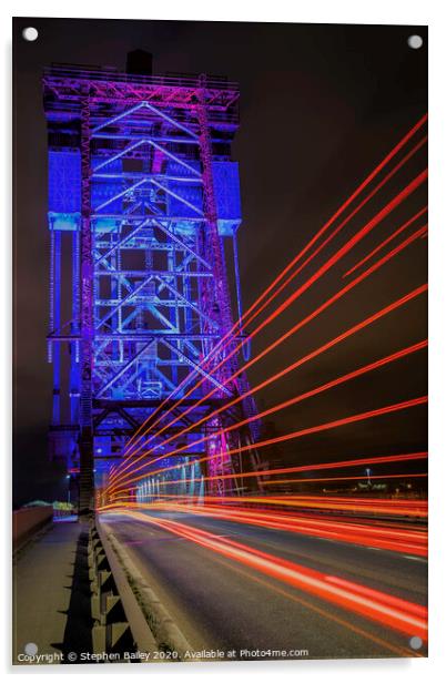Newport Bridge Light Streaks Acrylic by Stephen Bailey