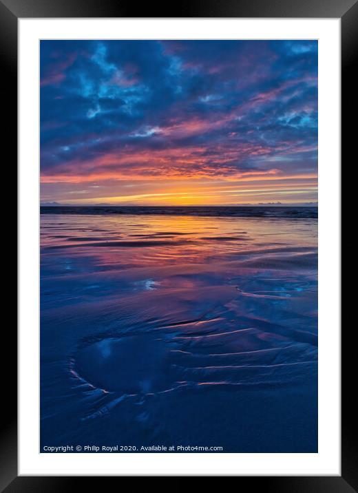 Lake District Sunset Reflections and Sand Patterns Framed Mounted Print by Philip Royal
