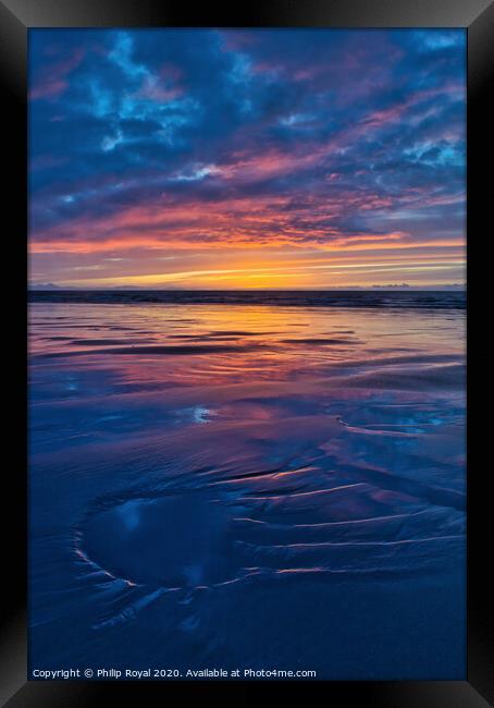 Lake District Sunset Reflections and Sand Patterns Framed Print by Philip Royal
