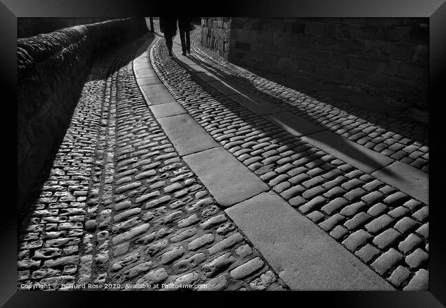 Cobbled Riverside walkway The Groves in Chester Framed Print by Bernard Rose Photography