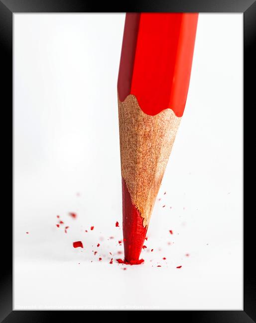 Broken tip of red pencil Framed Print by Antonio Gravante