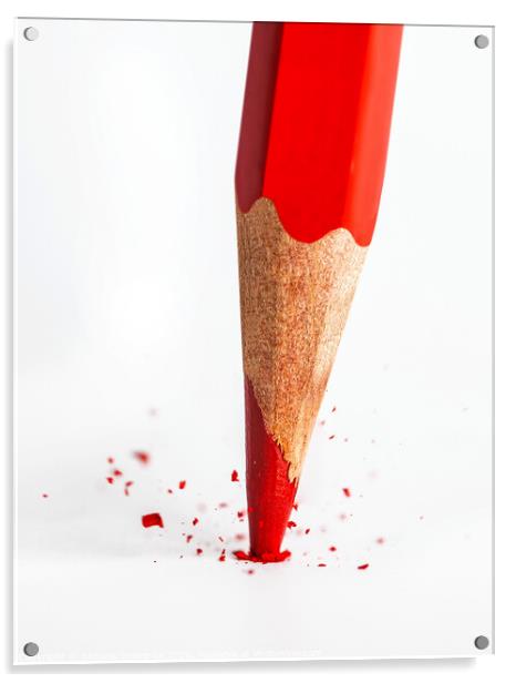 Broken tip of red pencil Acrylic by Antonio Gravante