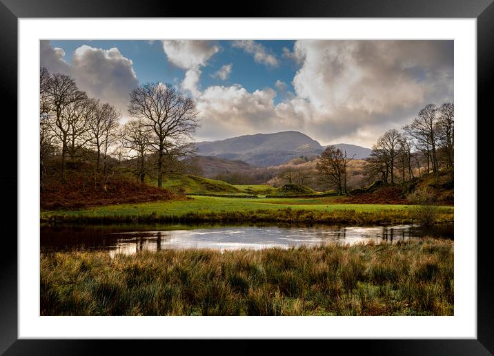 Langdales from near Elterwater Cumbria Framed Mounted Print by Michael Brookes