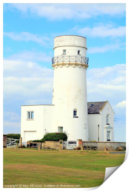 The old lighthouse now a home at Old Hunstanton in Norfolk. Print by john hill