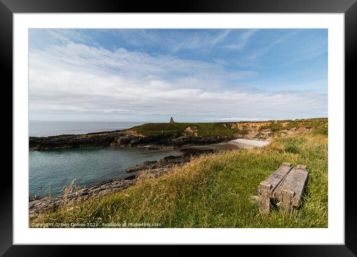 A bench at the clifftop Framed Mounted Print by Ben Delves