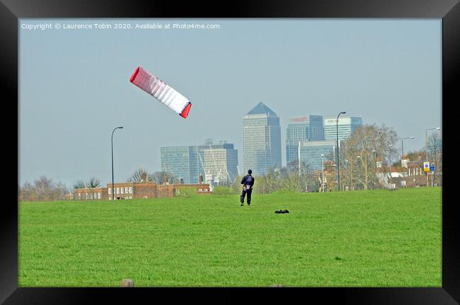 Kite Flying on Blackheath, London Framed Print by Laurence Tobin