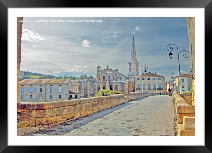 Bridge over the river Aude. Carcassonne, France Framed Mounted Print by Laurence Tobin