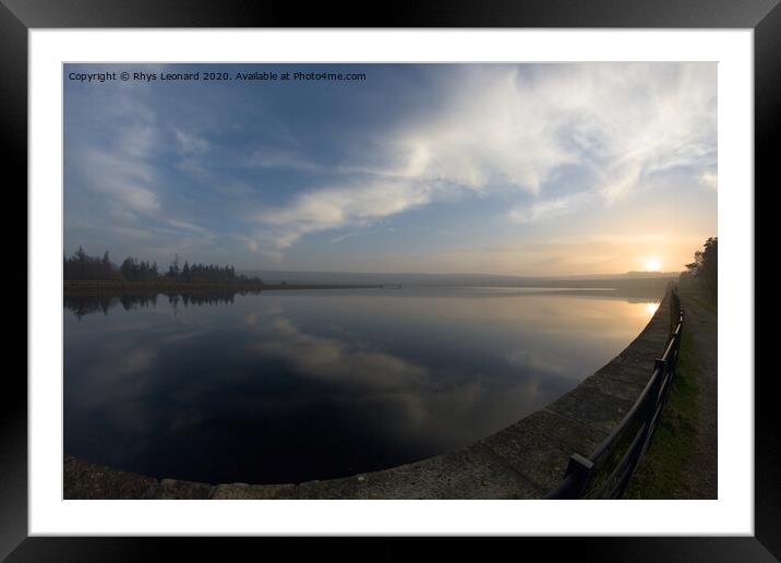 Super wide angle sunset at redmires reservoirs, fish eye perspective Framed Mounted Print by Rhys Leonard