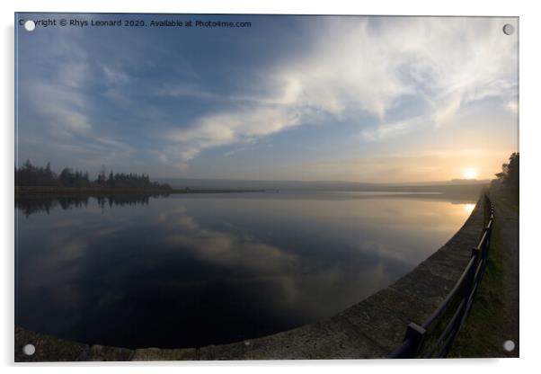 Super wide angle sunset at redmires reservoirs, fish eye perspective Acrylic by Rhys Leonard
