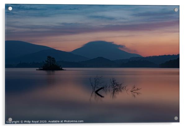 Pink dawn - Blencathra, Derwentwater, Lake Distric Acrylic by Philip Royal