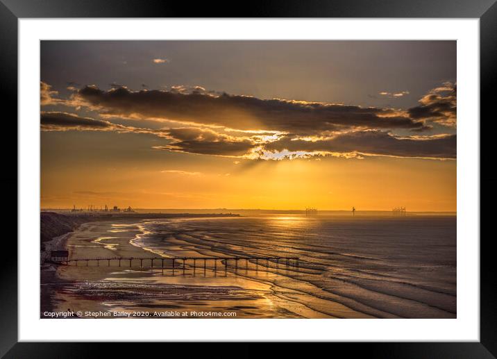 Saltburn Sunset Framed Mounted Print by Stephen Bailey