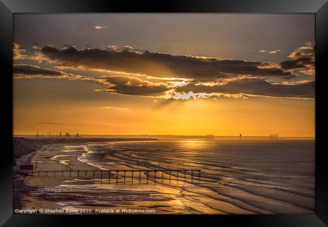 Saltburn Sunset Framed Print by Stephen Bailey