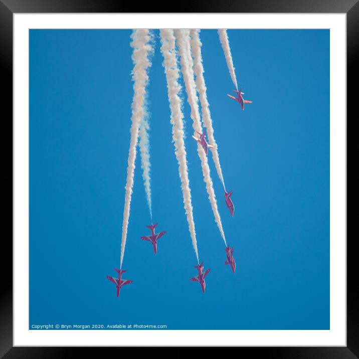 The Red Arrows, the Royal Air Force Aerobatic Team Framed Mounted Print by Bryn Morgan