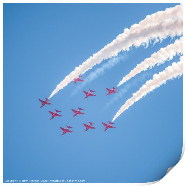 The Red Arrows, the Royal Air Force Aerobatic Team Print by Bryn Morgan