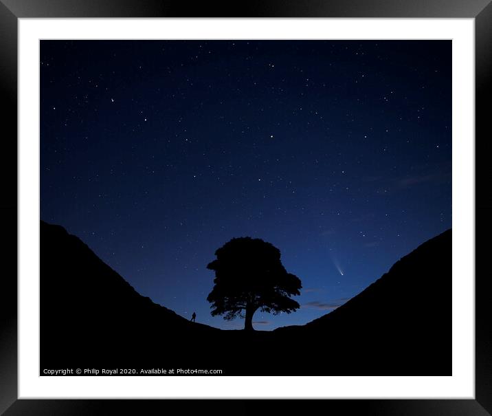 Stargazing Comets at Sycamore Gap, Northumberland Framed Mounted Print by Philip Royal