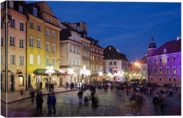Old Town in Warsaw at Night Canvas Print by Artur Bogacki