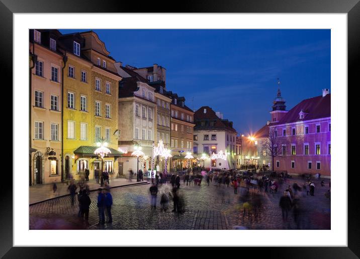 Old Town in Warsaw at Night Framed Mounted Print by Artur Bogacki
