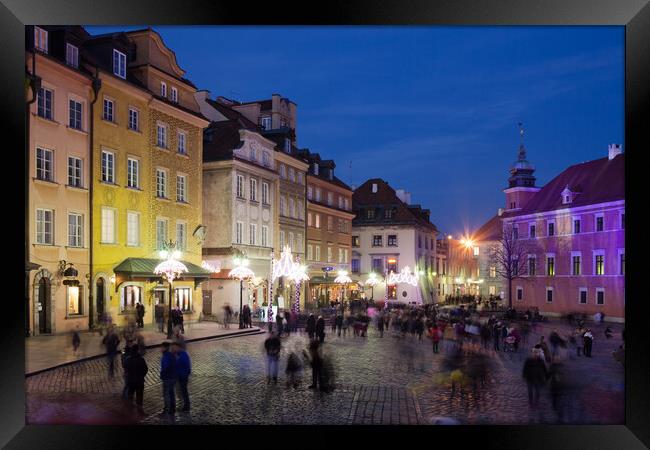 Old Town in Warsaw at Night Framed Print by Artur Bogacki