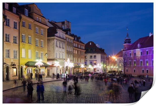Old Town in Warsaw at Night Print by Artur Bogacki