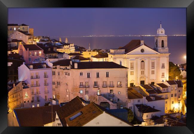 Lisbon at Night in Portugal Framed Print by Artur Bogacki