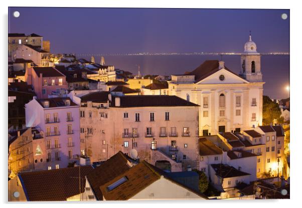 Lisbon at Night in Portugal Acrylic by Artur Bogacki
