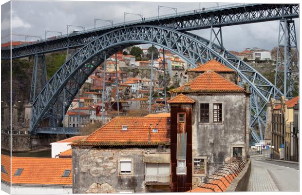 Dom Luis I Bridge in Old City of Porto Canvas Print by Artur Bogacki