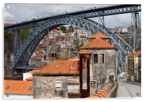 Dom Luis I Bridge in Old City of Porto Acrylic by Artur Bogacki