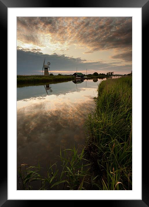 St Benets Mill at sunset Framed Mounted Print by Stephen Mole
