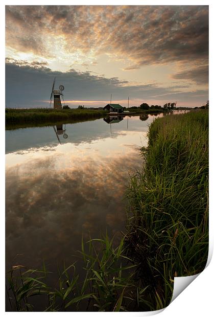 St Benets Mill at sunset Print by Stephen Mole