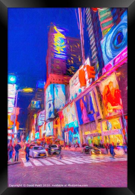 Times Square Night Art Framed Print by David Pyatt