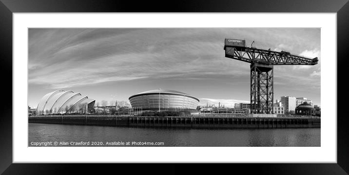 Glasgow Waterfront Panorama Framed Mounted Print by Alan Crawford