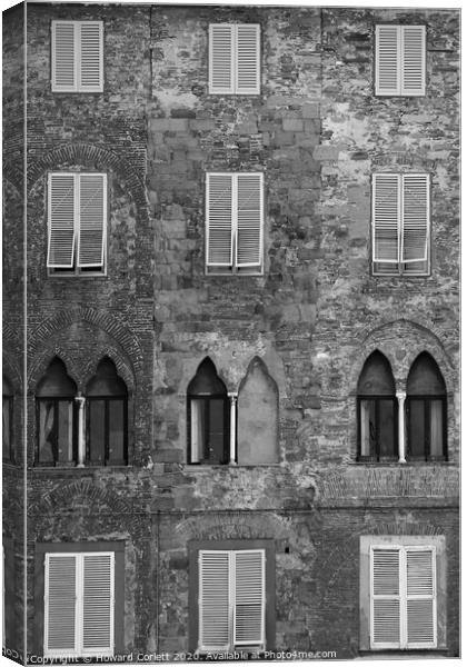 Windows and shutters monochrome Canvas Print by Howard Corlett