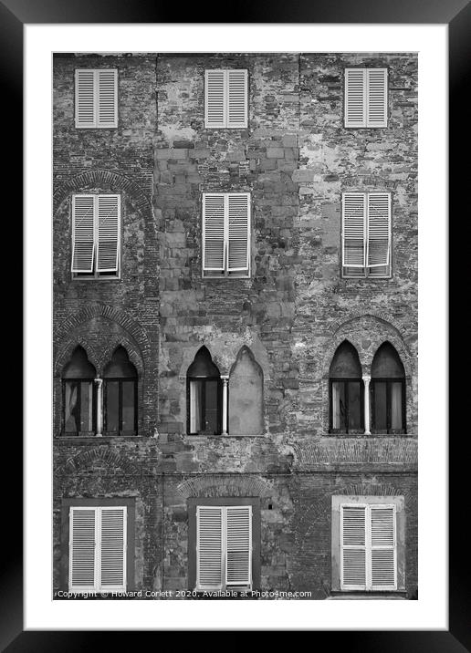 Windows and shutters monochrome Framed Mounted Print by Howard Corlett