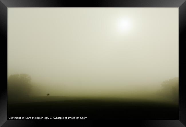 Emerging from the fog Framed Print by Sara Melhuish
