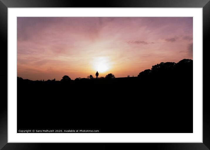 On top of the world at sunset Framed Mounted Print by Sara Melhuish